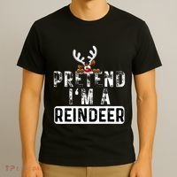 Pretend I'm A Reindeer Funny Lazy Christmas Costume  T-Shirt thumb 3