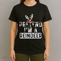 Pretend I'm A Reindeer Funny Lazy Christmas Costume  T-Shirt thumb 4