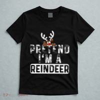 Pretend I'm A Reindeer Funny Lazy Christmas Costume  T-Shirt thumb 5