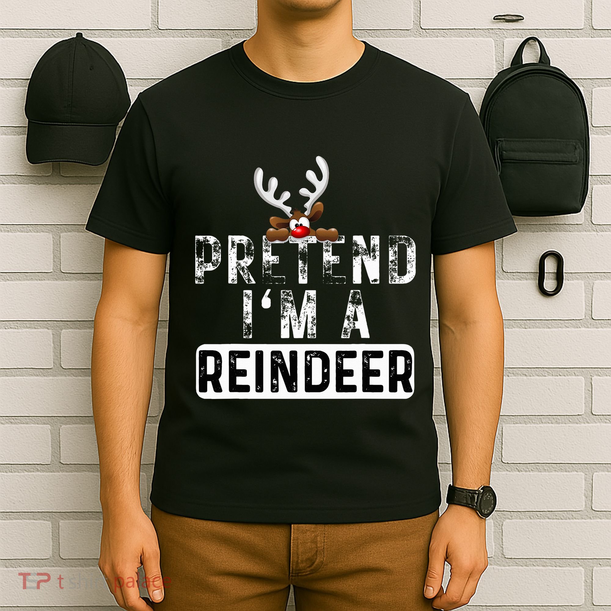 Pretend I'm A Reindeer Funny Lazy Christmas Costume  T-Shirt