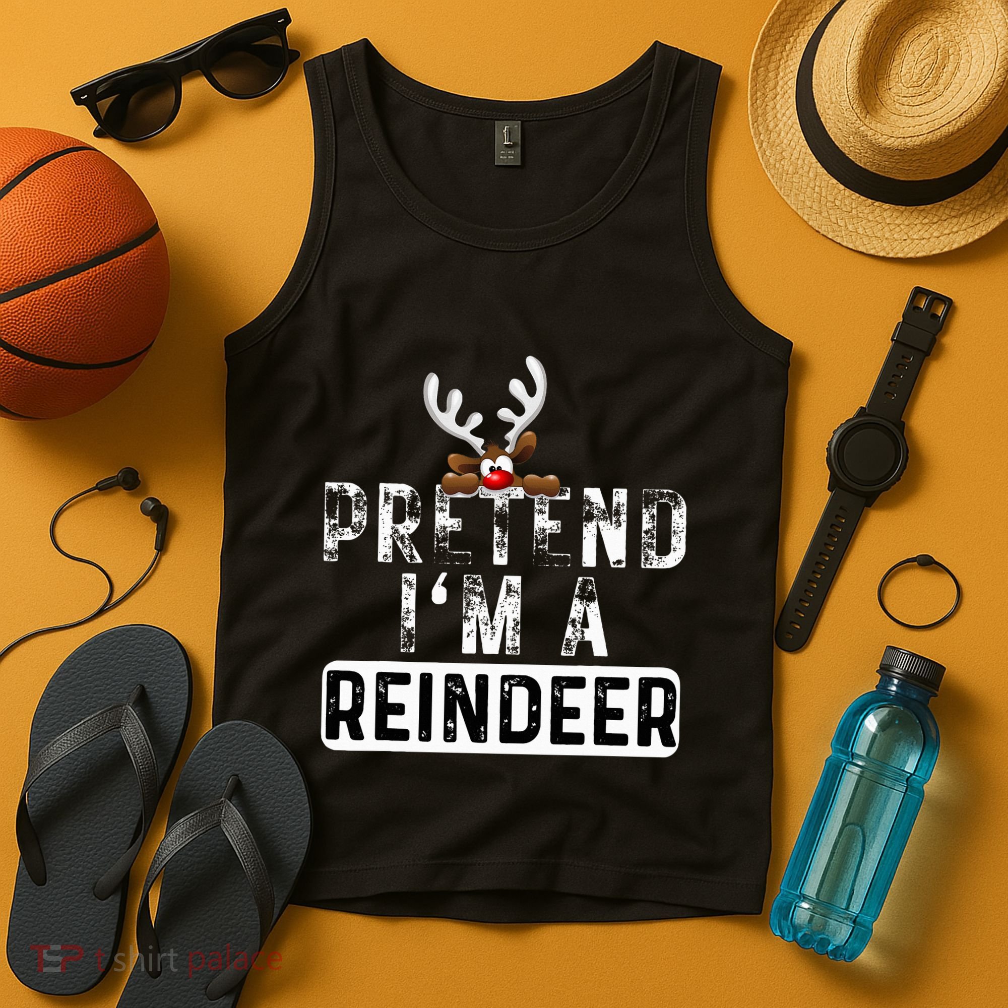 Pretend I'm A Reindeer Funny Lazy Christmas Costume  Tank Top