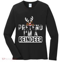 Pretend I'm A Reindeer Funny Lazy Christmas Costume  Women's Long Sleeve Shirt thumb 0