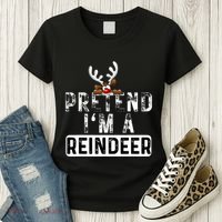 Pretend I'm A Reindeer Funny Lazy Christmas Costume  Women's T-Shirt thumb 3
