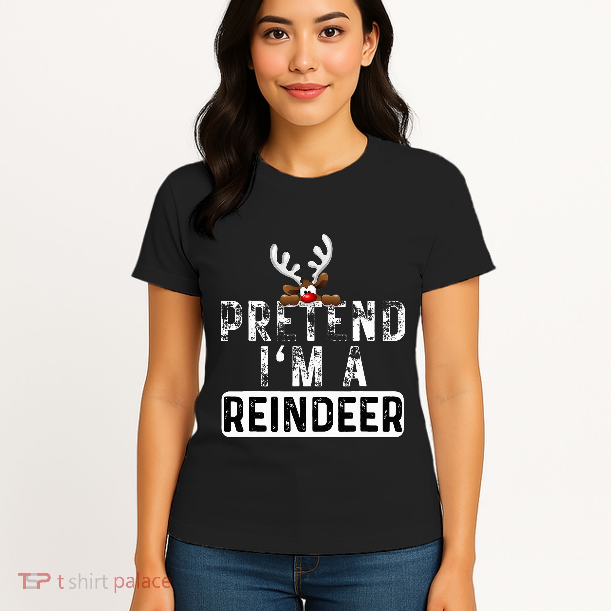 Pretend I'm A Reindeer Funny Lazy Christmas Costume  Women's T-Shirt