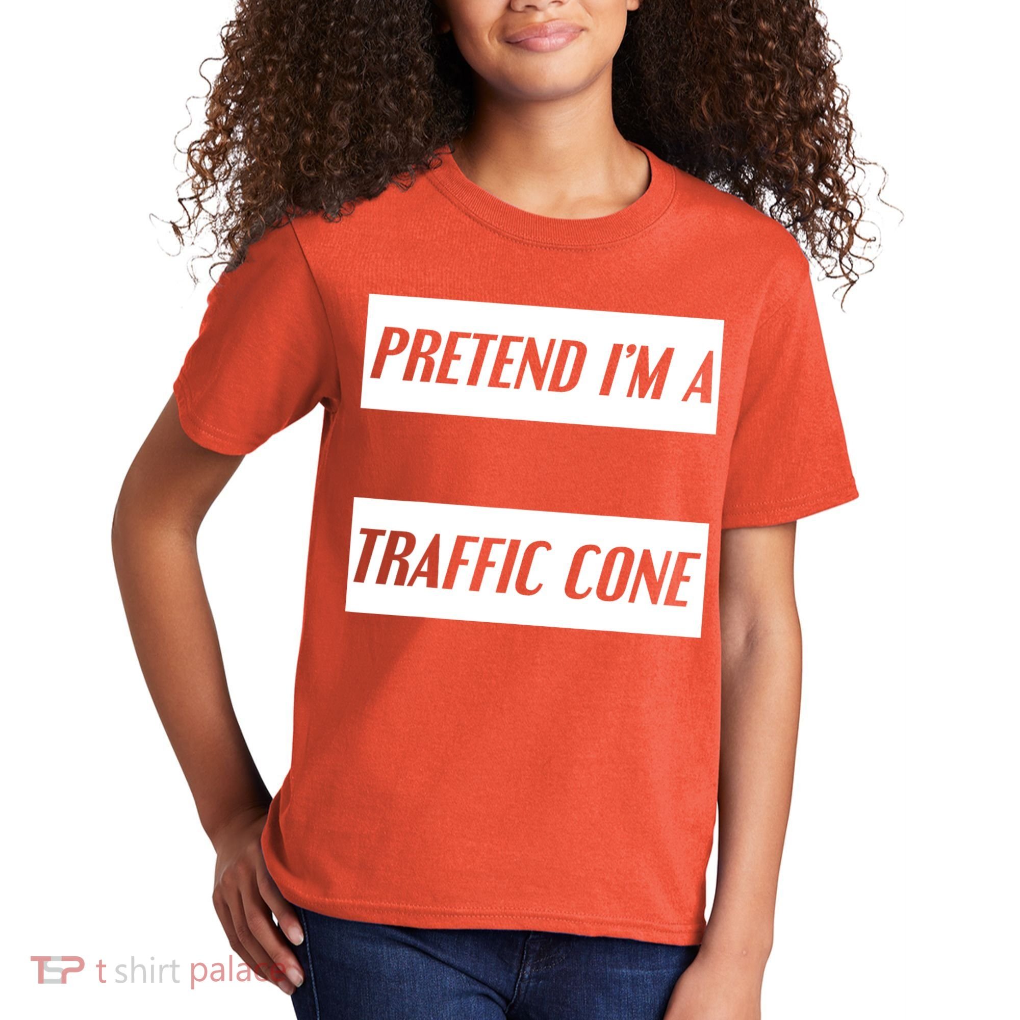 Pretend Im A Traffic Cone Costume Easy Halloween Costume Kids T-Shirt