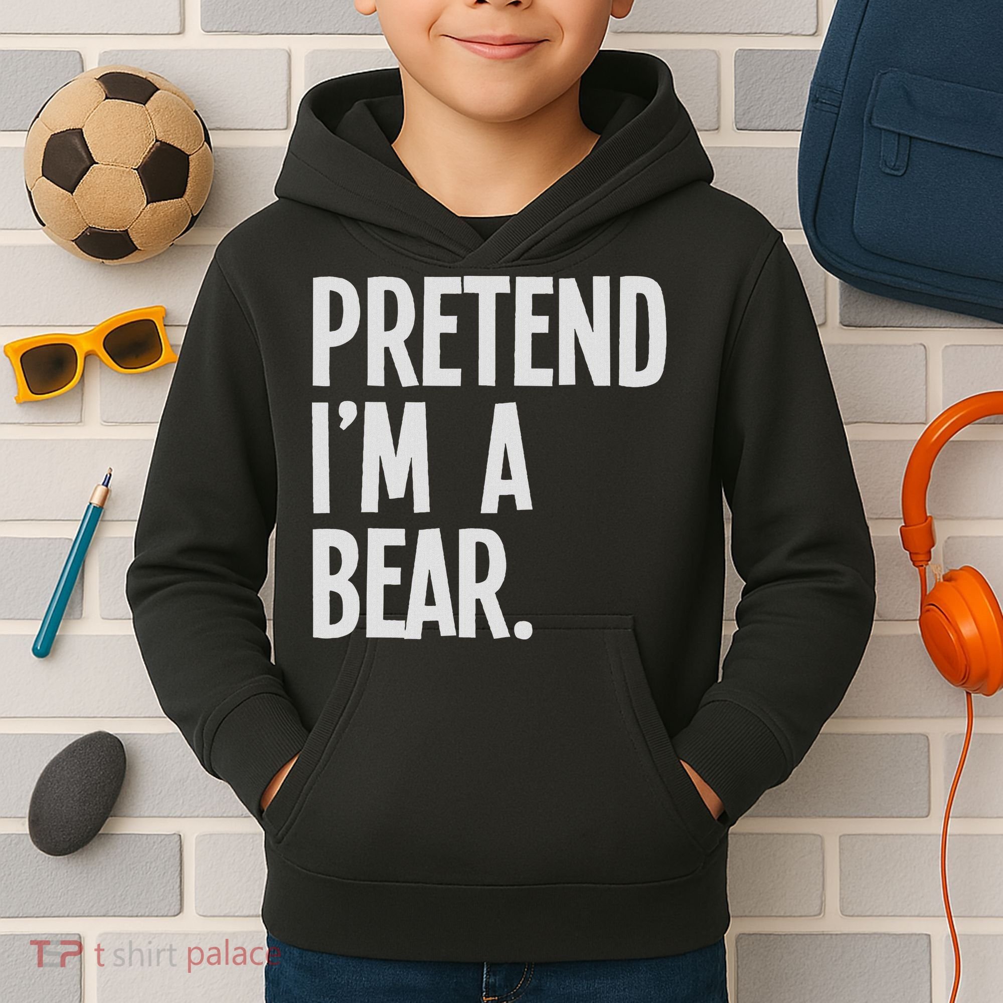 Pretend I'm A Bear Funny Halloween Party Costume Kids Hoodie