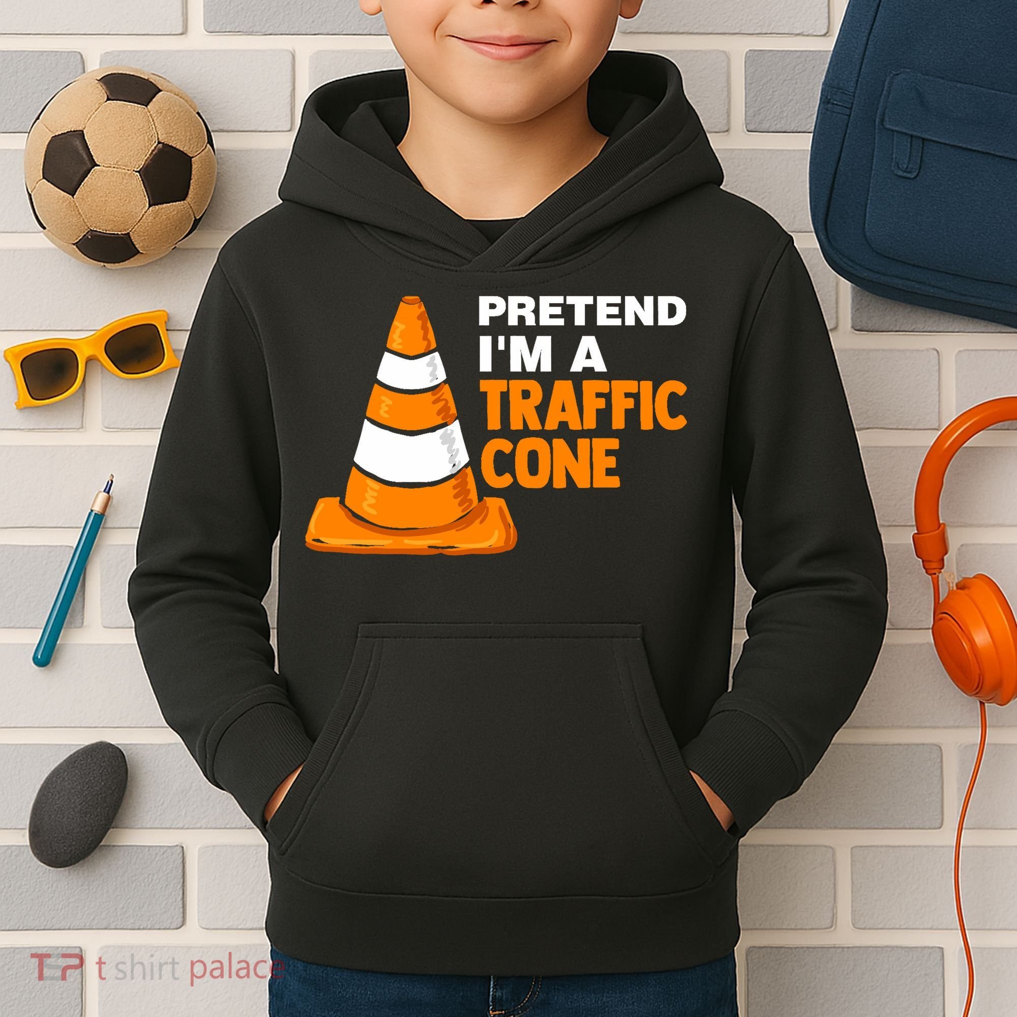 Pretend Im A Traffic Cone Costume Kids Hoodie
