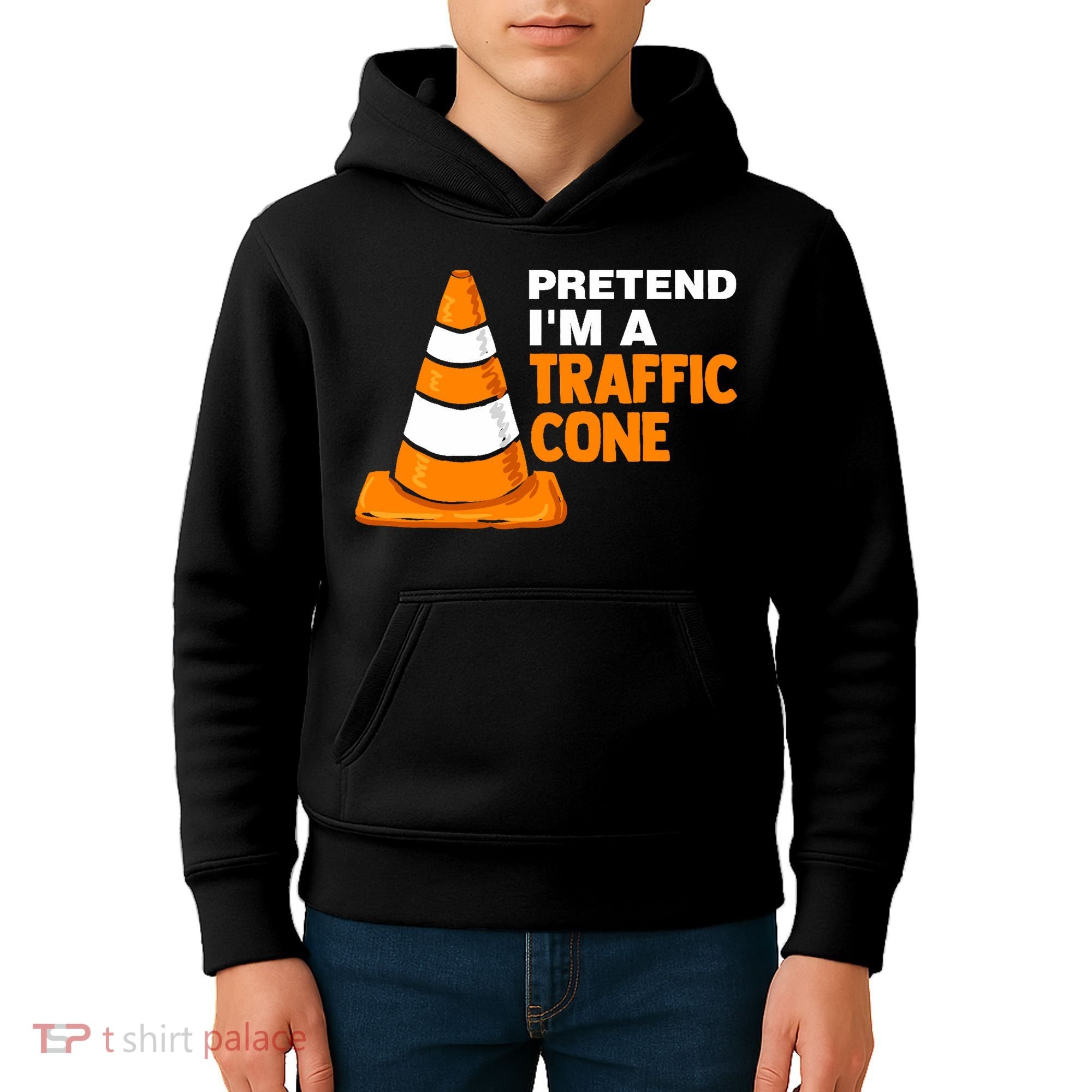 Pretend Im A Traffic Cone Costume Kids Hoodie