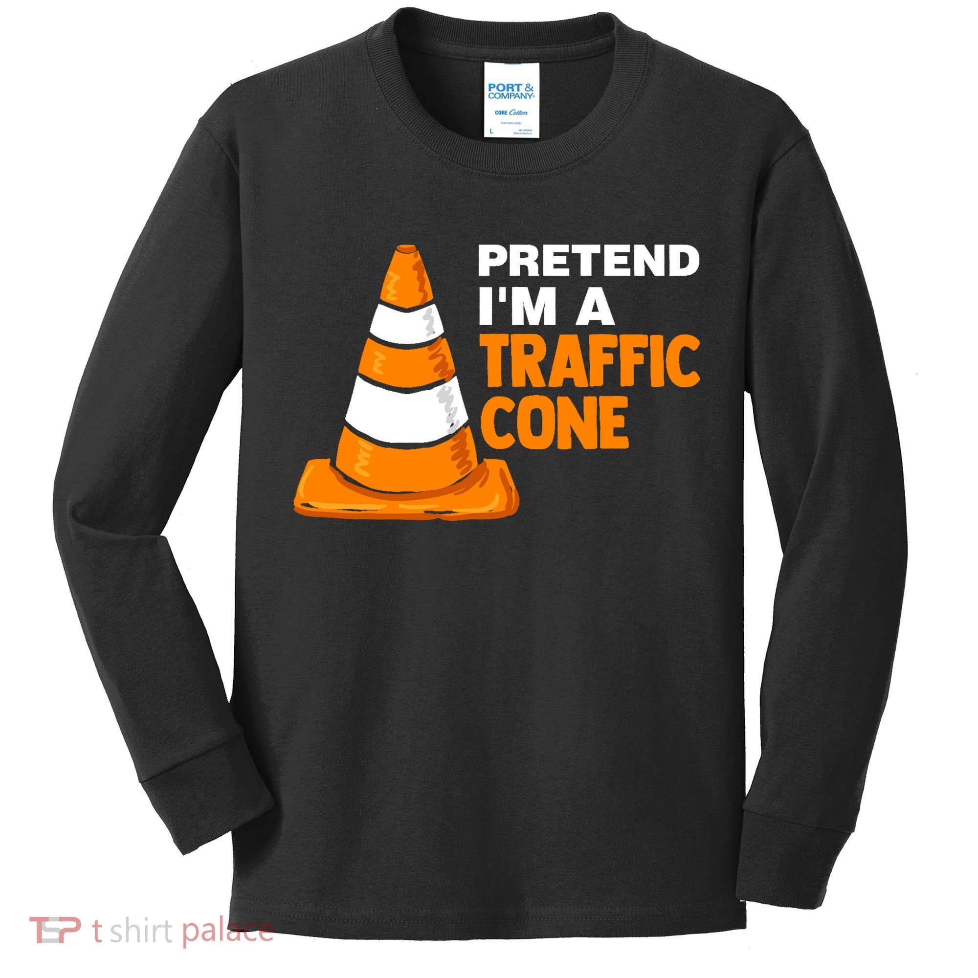Pretend Im A Traffic Cone Costume Kids Long Sleeve Shirt