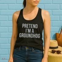 Pretend Im A Groundhog Lazy Halloween Costume Women's Tank Top thumb 2