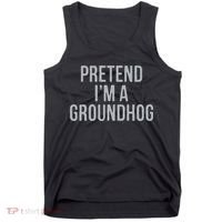 Pretend Im A Groundhog Lazy Halloween Costume Tank Top thumb 0