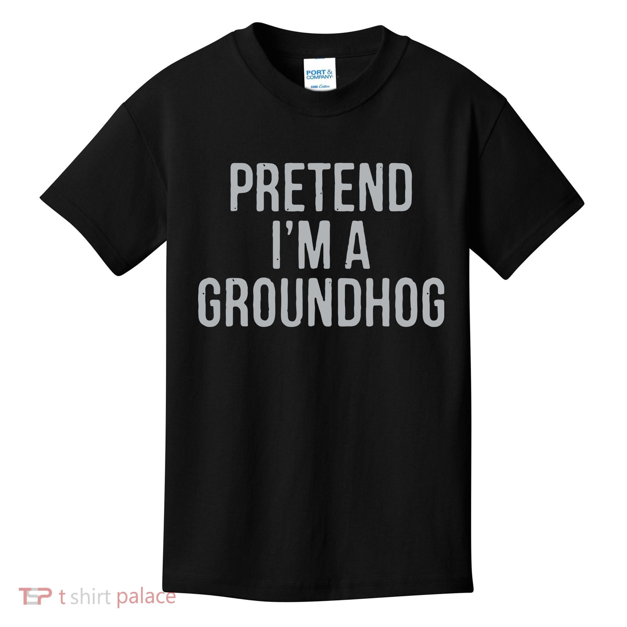 Pretend Im A Groundhog Lazy Halloween Costume Kids T-Shirt