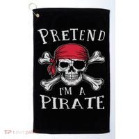 Pretend I'm A Pirate Funny Lazy Halloween Matching Costume Golf Towel thumb 0