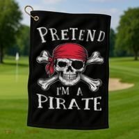 Pretend I'm A Pirate Funny Lazy Halloween Matching Costume Golf Towel thumb 1