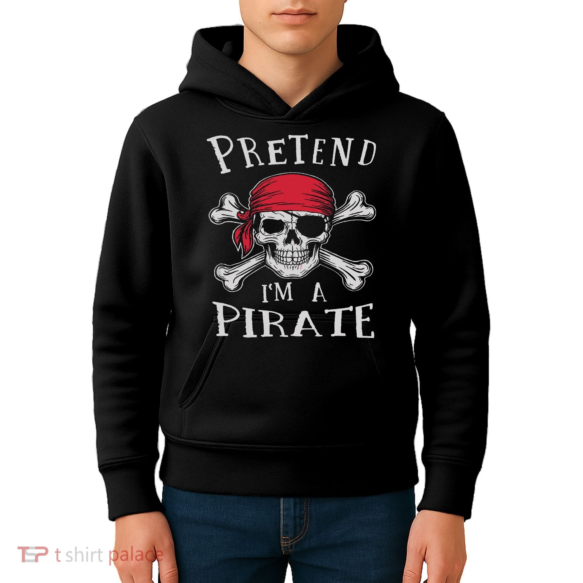 Pretend I'm A Pirate Funny Lazy Halloween Matching Costume Kids Hoodie