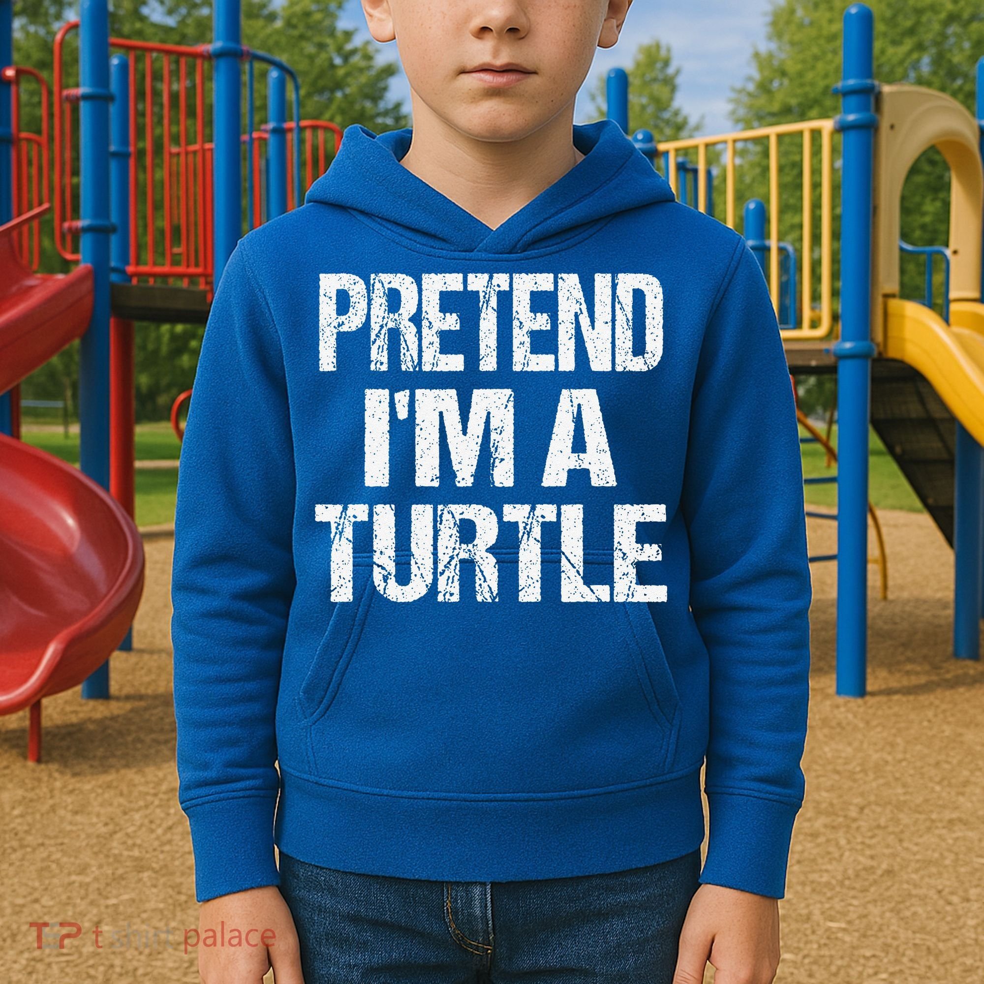 Pretend Im A Turtle Easy Halloween Costume Kids Hoodie