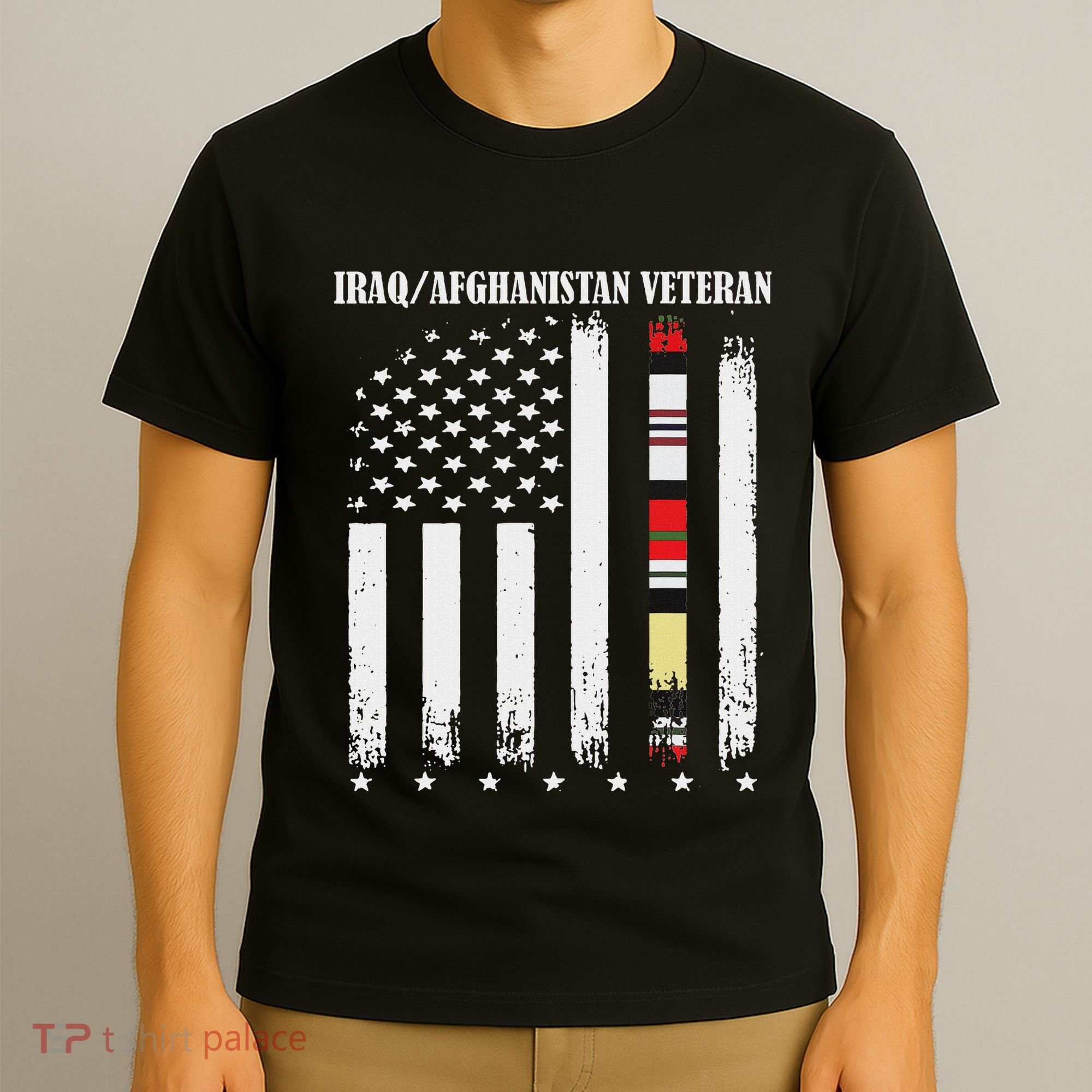 Proud Iraq Afghanistan Veteran Flag T-Shirt