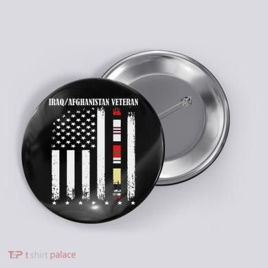 Proud Iraq Afghanistan Veteran Flag Button