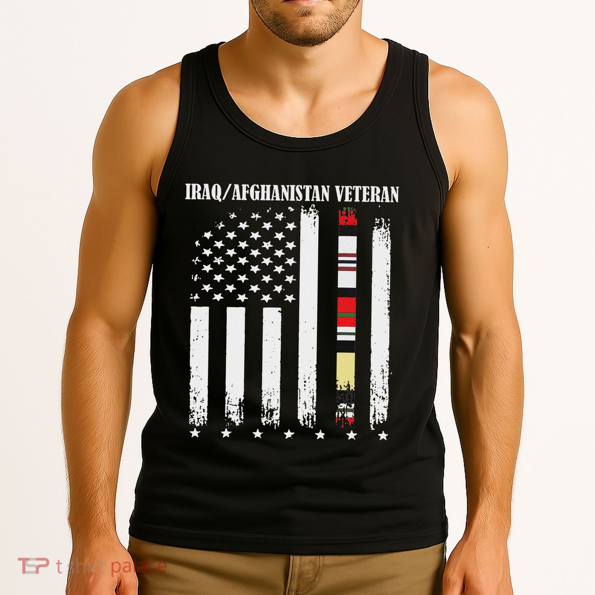 Proud Iraq Afghanistan Veteran Flag Tank Top