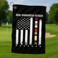 Proud Iraq Afghanistan Veteran Flag Golf Towel thumb 1