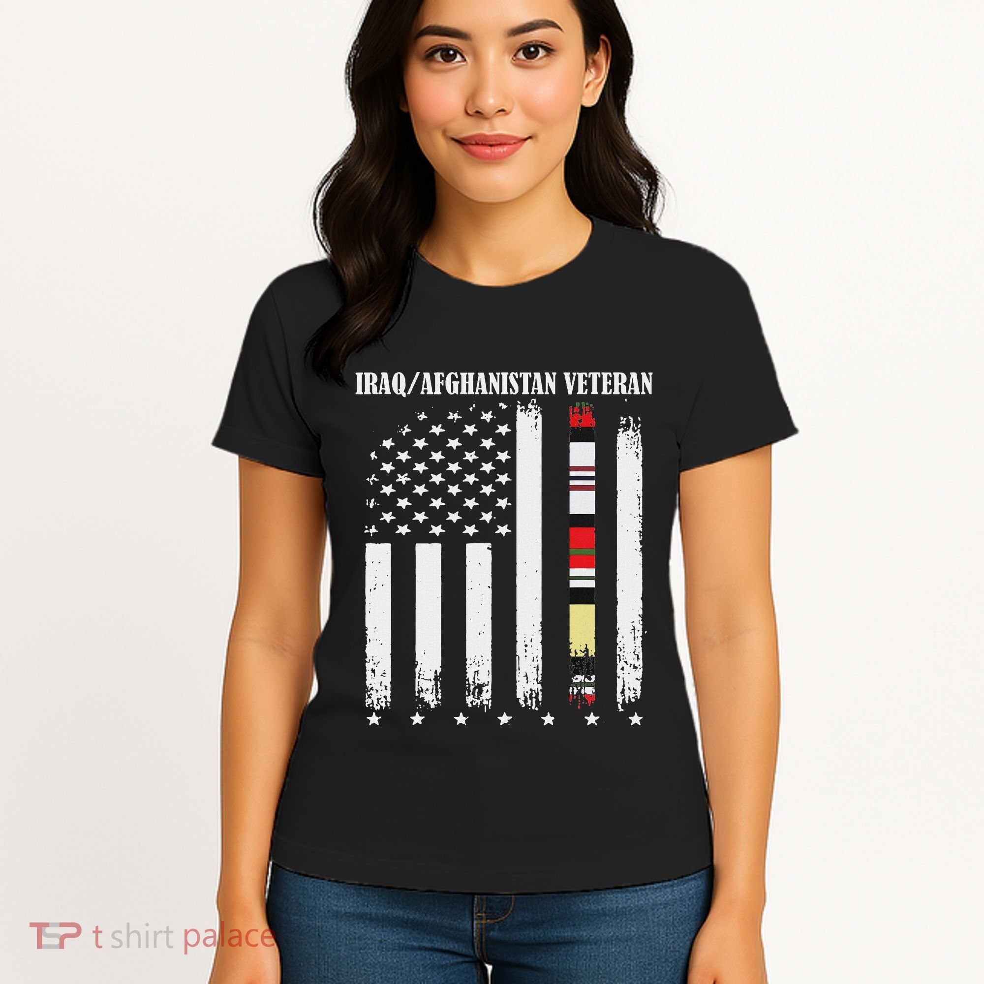 Proud Iraq Afghanistan Veteran Flag Women's T-Shirt