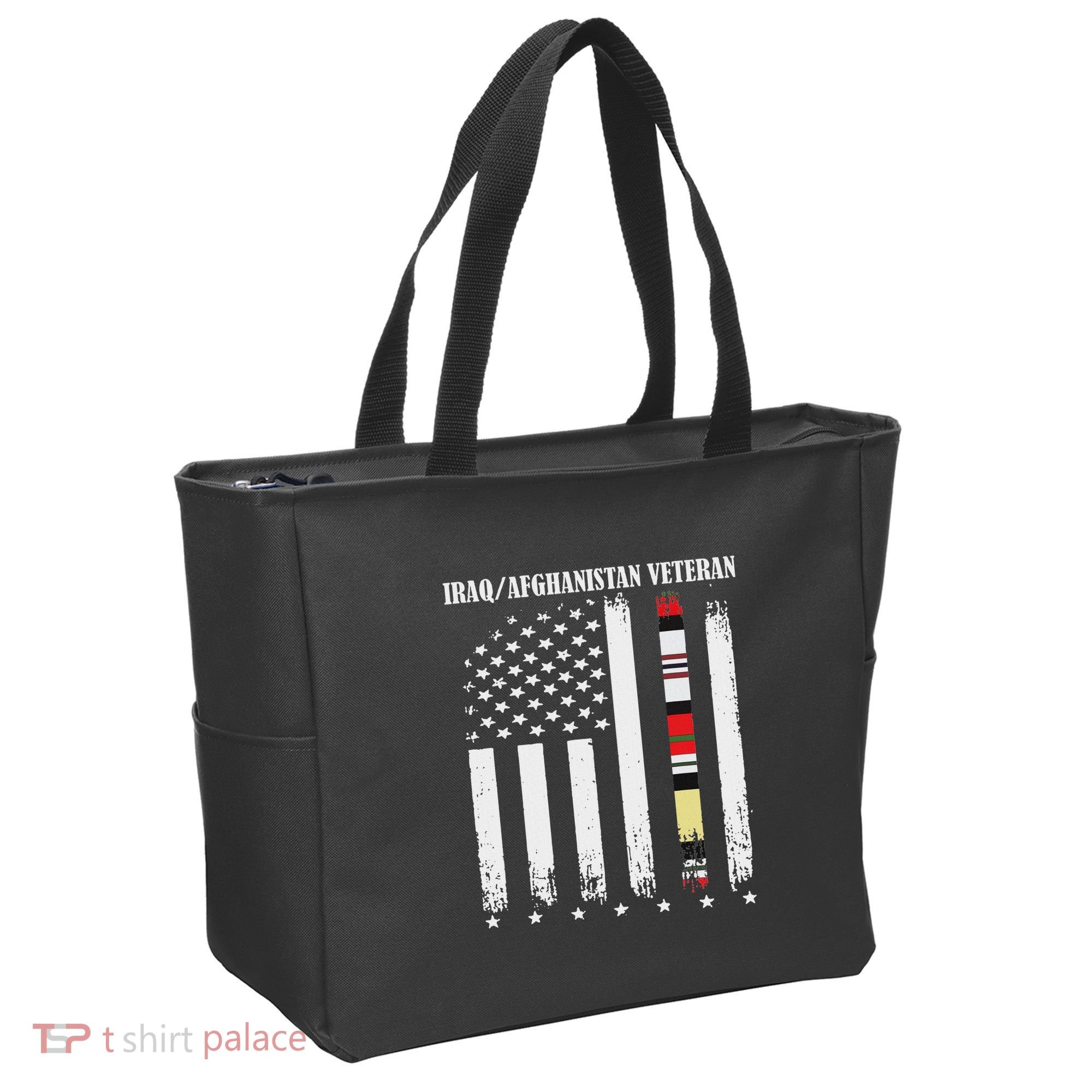 Proud Iraq Afghanistan Veteran Flag Tote Bag