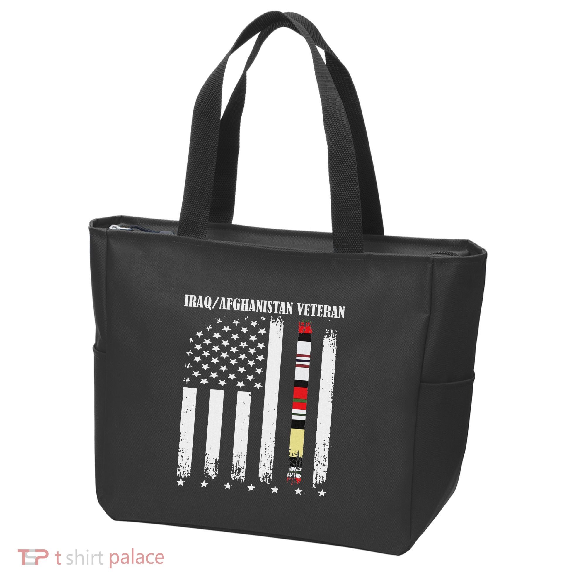 Proud Iraq Afghanistan Veteran Flag Tote Bag