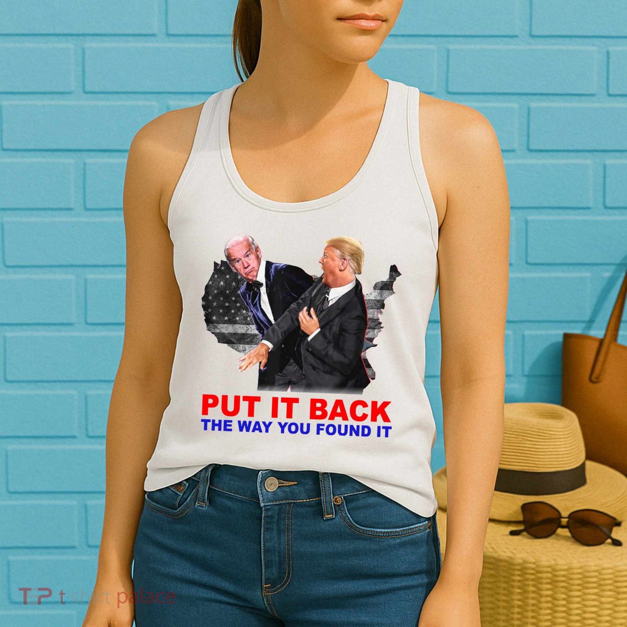 Put It Back The Way You Found It Donald Trump Anti Biden Women's Tank Top