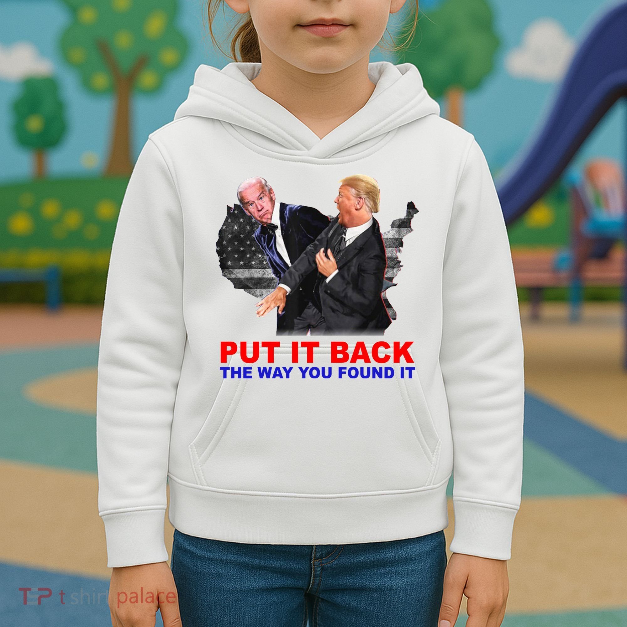 Put It Back The Way You Found It Donald Trump Anti Biden Kids Hoodie