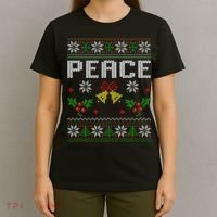 Peace I Come In Peace Couple Matching Ugly Christmas Sweater T-Shirt thumb 4