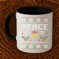Peace I Come In Peace Couple Matching Ugly Christmas Sweater Coffee Mug thumb 2