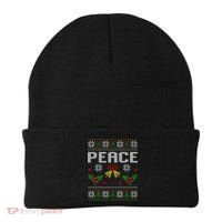 Peace I Come In Peace Couple Matching Ugly Christmas Sweater Beanie thumb 0
