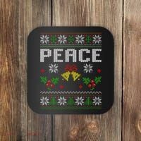 Peace I Come In Peace Couple Matching Ugly Christmas Sweater Coaster thumb 0