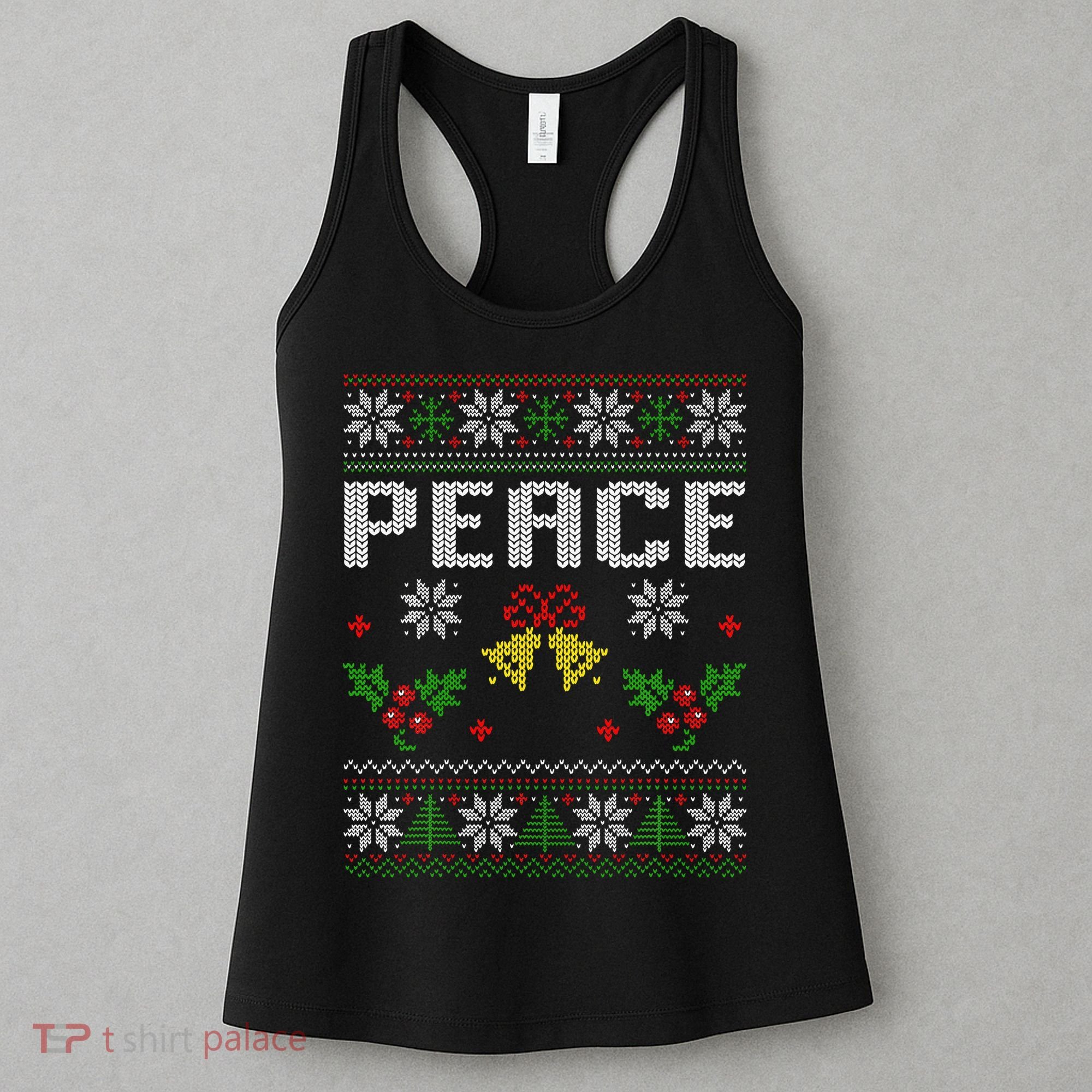 Peace I Come In Peace Couple Matching Ugly Christmas Sweater Women's Tank Top