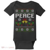 Peace I Come In Peace Couple Matching Ugly Christmas Sweater Baby Bodysuit thumb 0