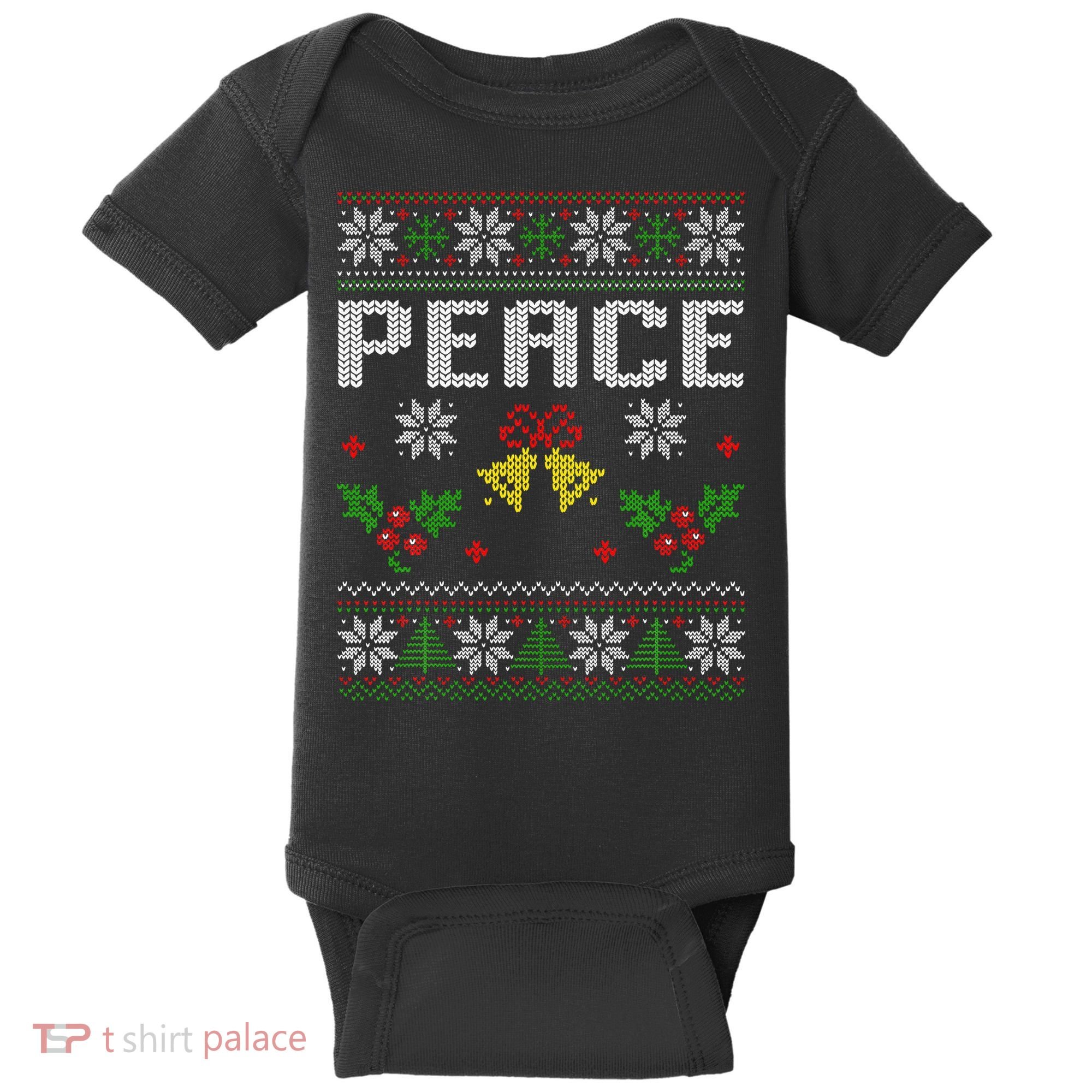 Peace I Come In Peace Couple Matching Ugly Christmas Sweater Baby Bodysuit