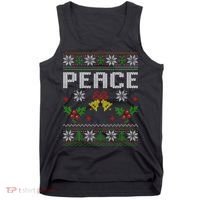 Peace I Come In Peace Couple Matching Ugly Christmas Sweater Tank Top thumb 0