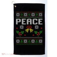 Peace I Come In Peace Couple Matching Ugly Christmas Sweater Golf Towel thumb 0