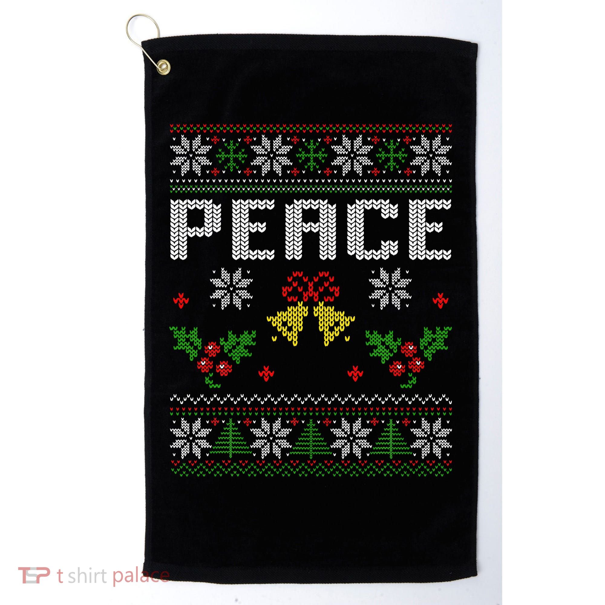 Peace I Come In Peace Couple Matching Ugly Christmas Sweater Golf Towel