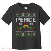 Peace I Come In Peace Couple Matching Ugly Christmas Sweater Toddler T-Shirt thumb 0