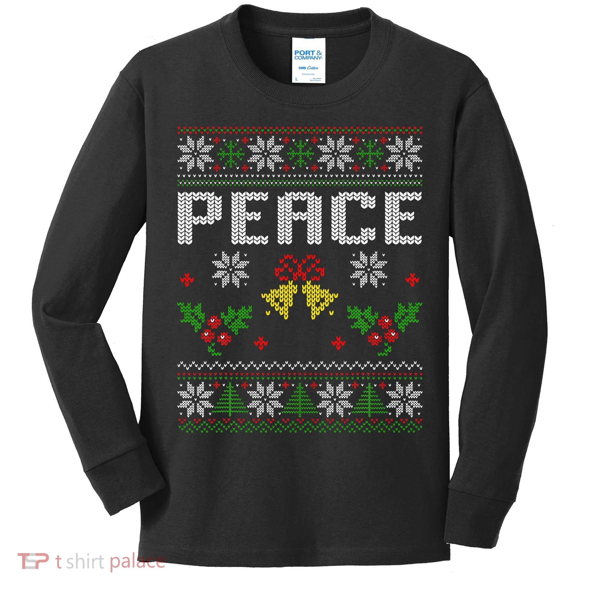 Peace I Come In Peace Couple Matching Ugly Christmas Sweater Kids Long Sleeve Shirt