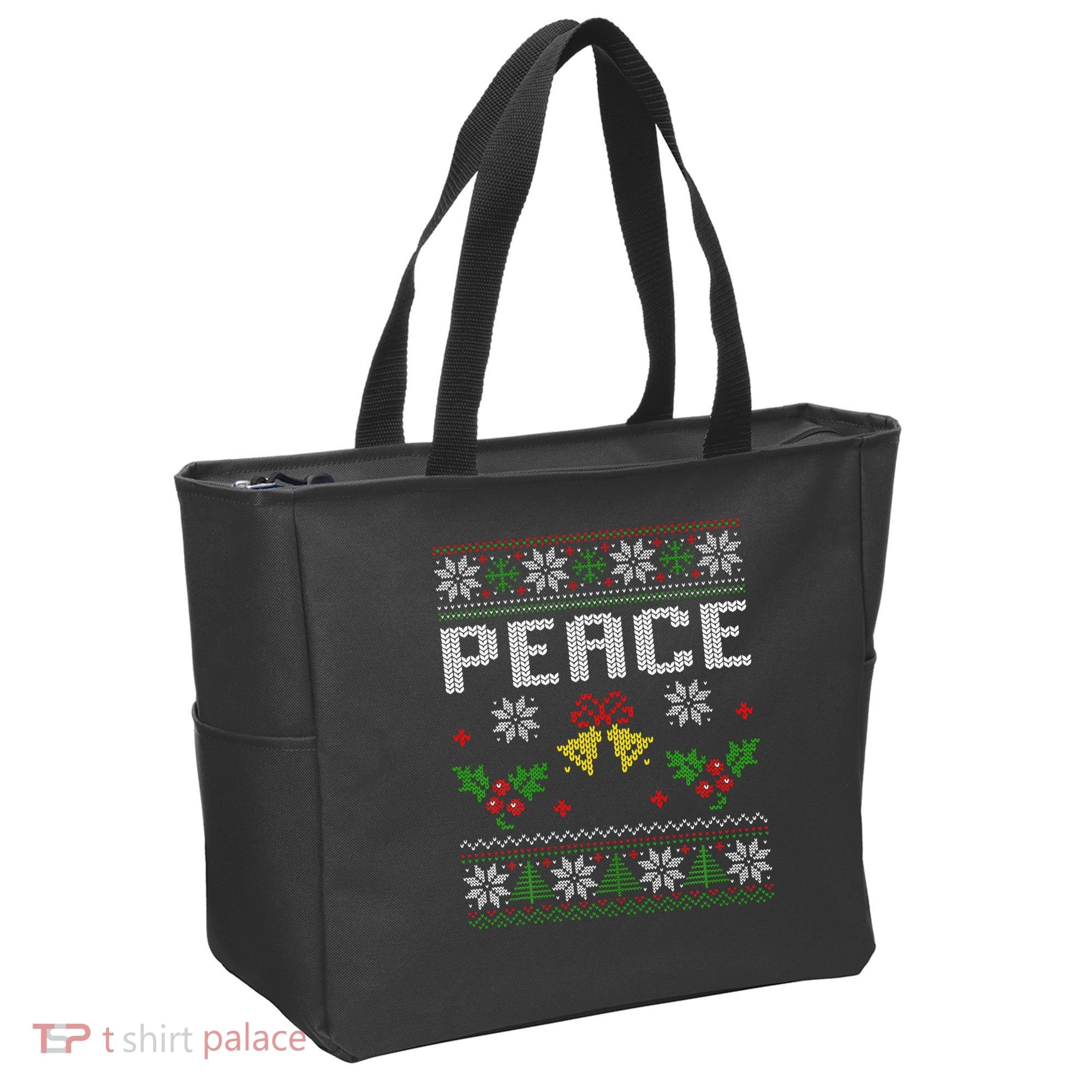 Peace I Come In Peace Couple Matching Ugly Christmas Sweater Tote Bag