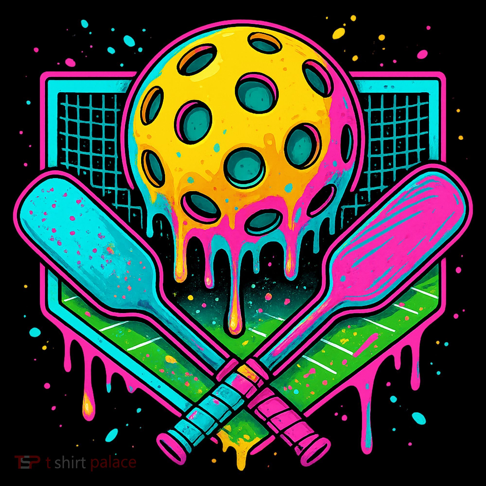 Pickleball Ice Cream Drip Long Sleeve Shirt