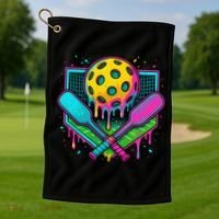Pickleball Ice Cream Drip Golf Towel thumb 1