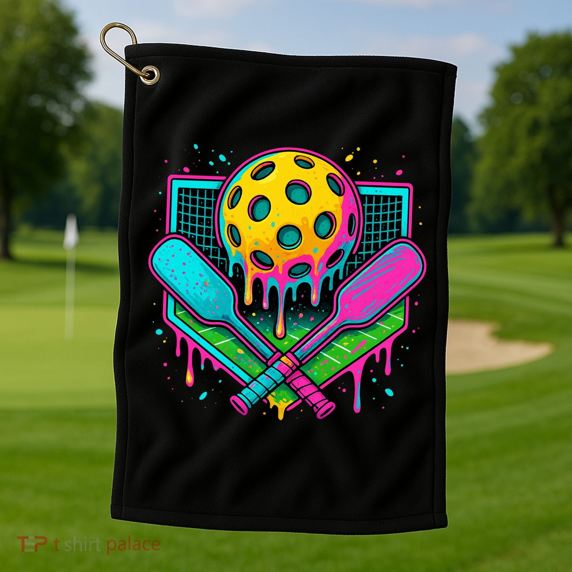 Pickleball Ice Cream Drip Golf Towel