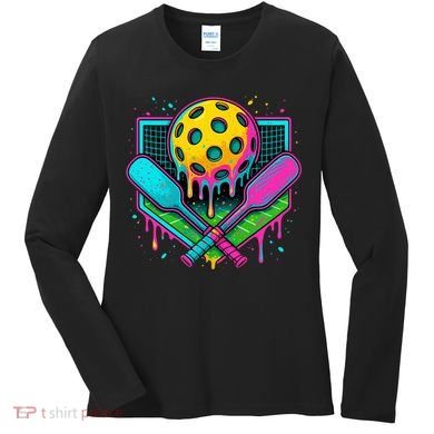 Pickleball Ice Cream Drip Women's Long Sleeve Shirt