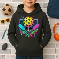 Pickleball Ice Cream Drip Kids Hoodie thumb 2