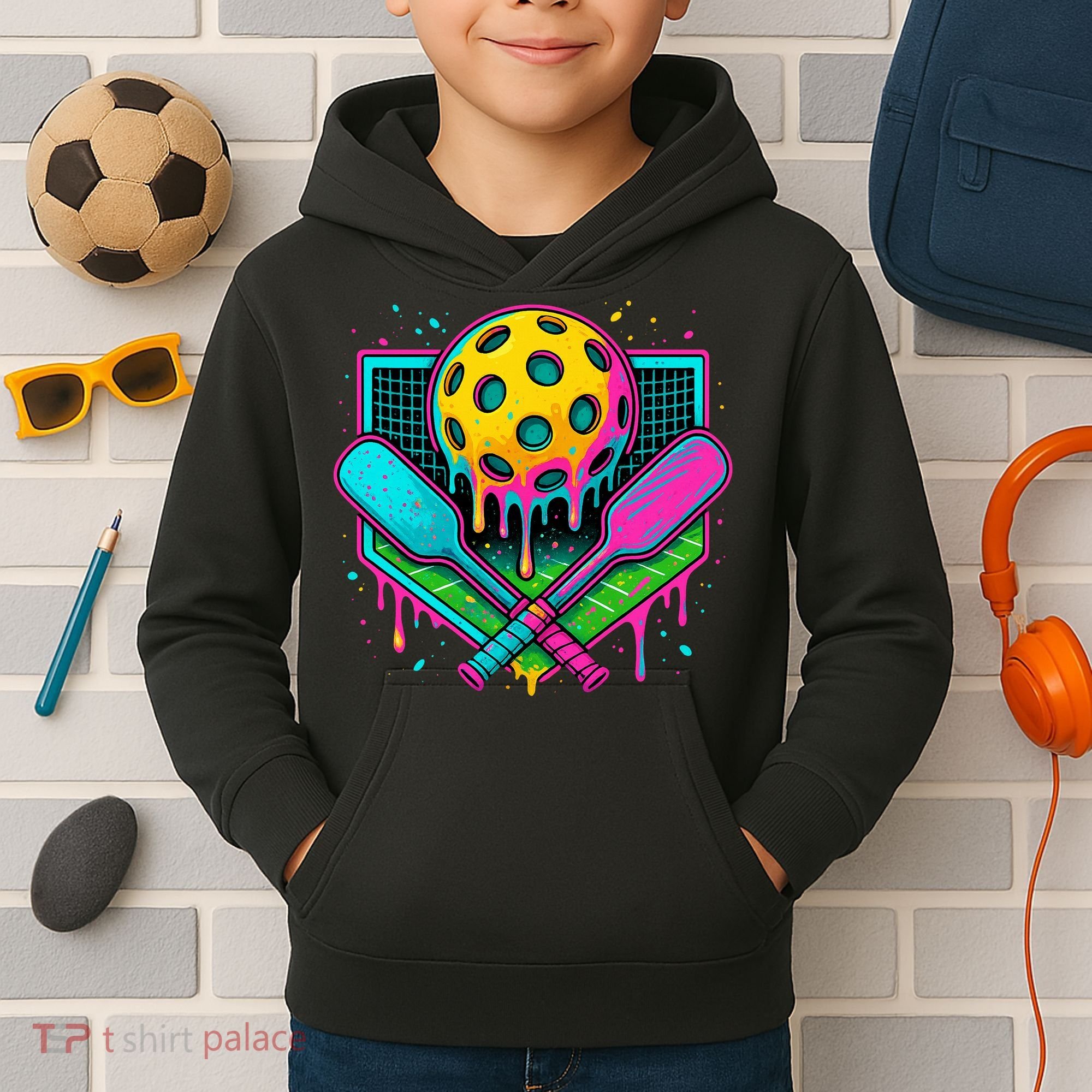 Pickleball Ice Cream Drip Kids Hoodie
