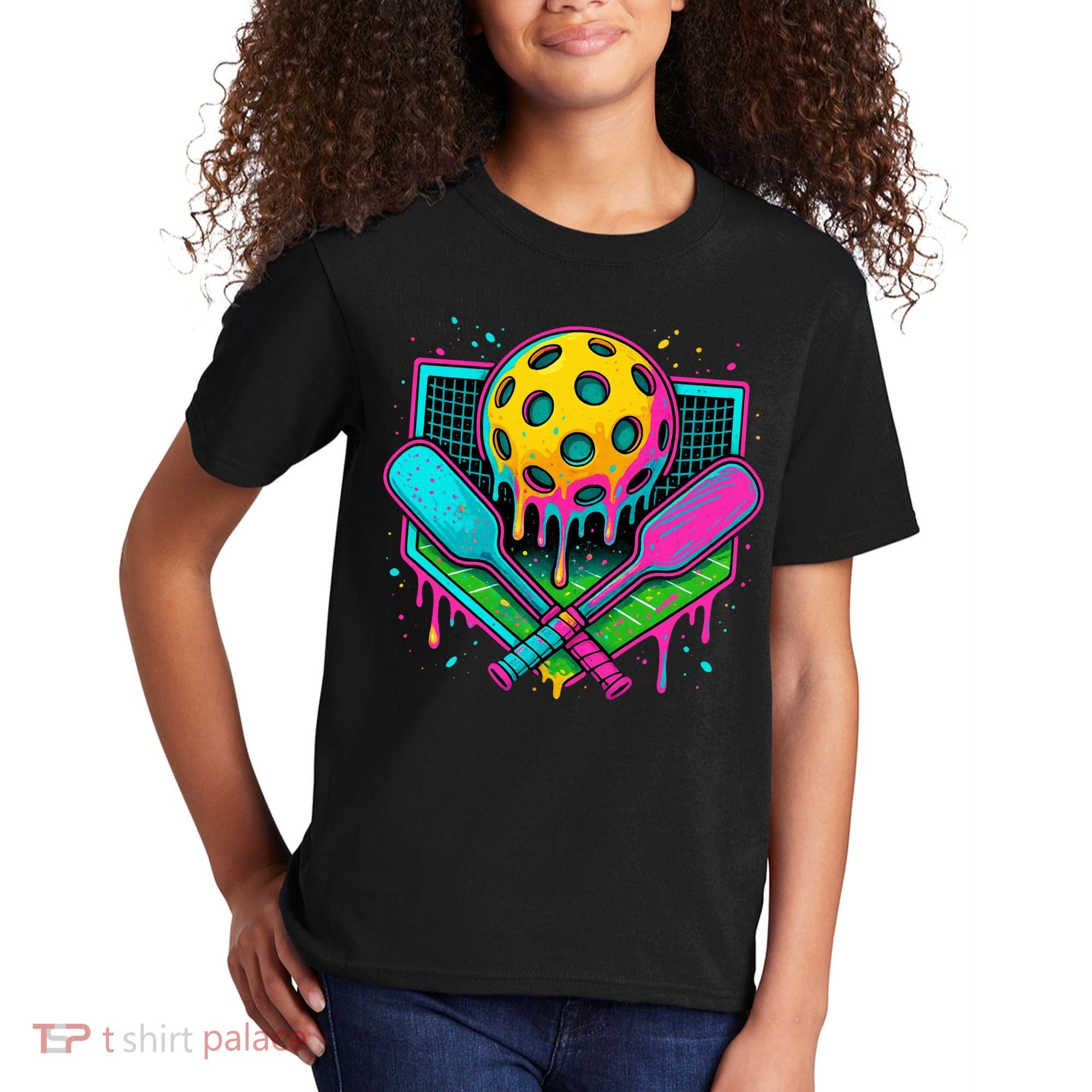 Pickleball Ice Cream Drip Kids T-Shirt