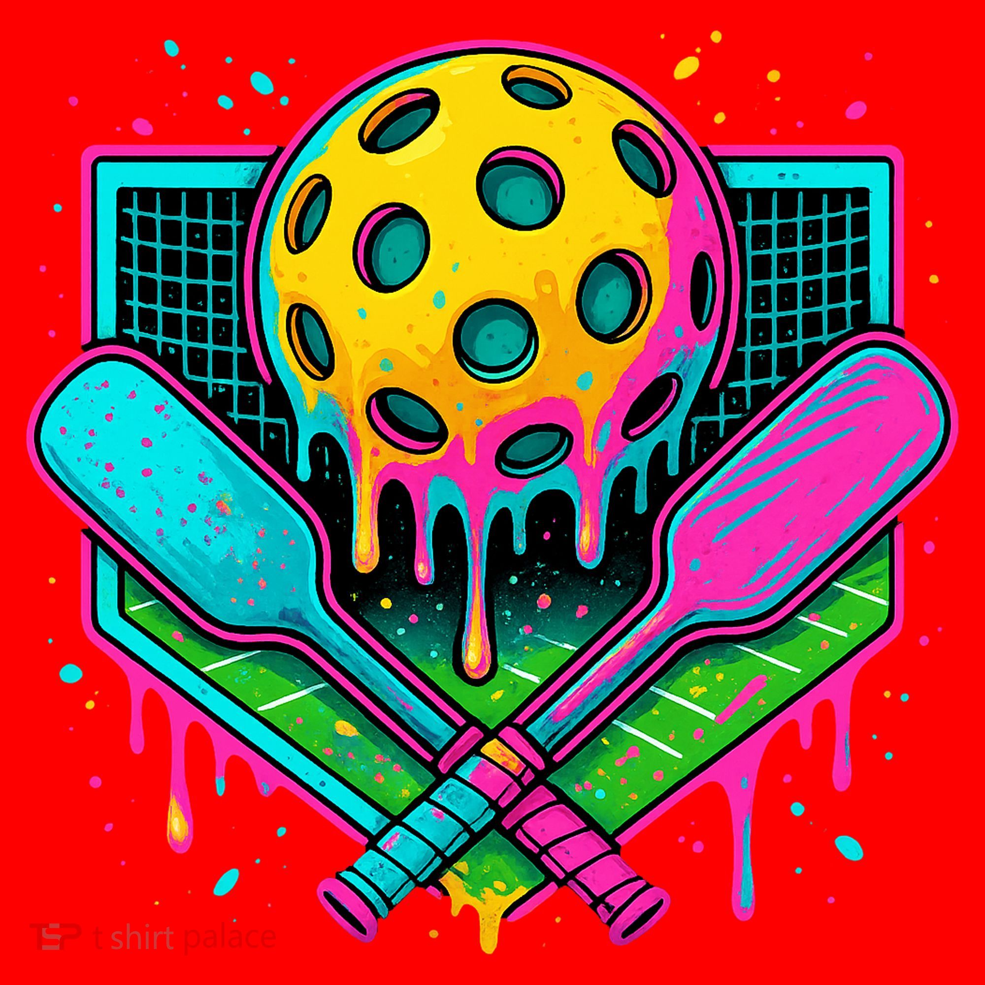 Pickleball Ice Cream Drip Santa Hat